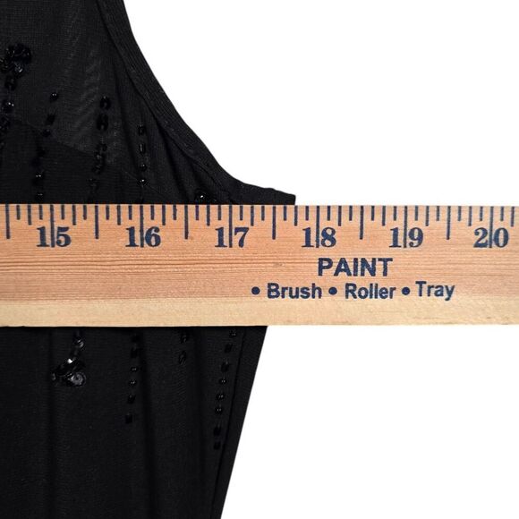 Jessica Howard Mesh Top Midi Dress Size 14 Black Embellished Sleeveless Flawed - Picture 10 of 13